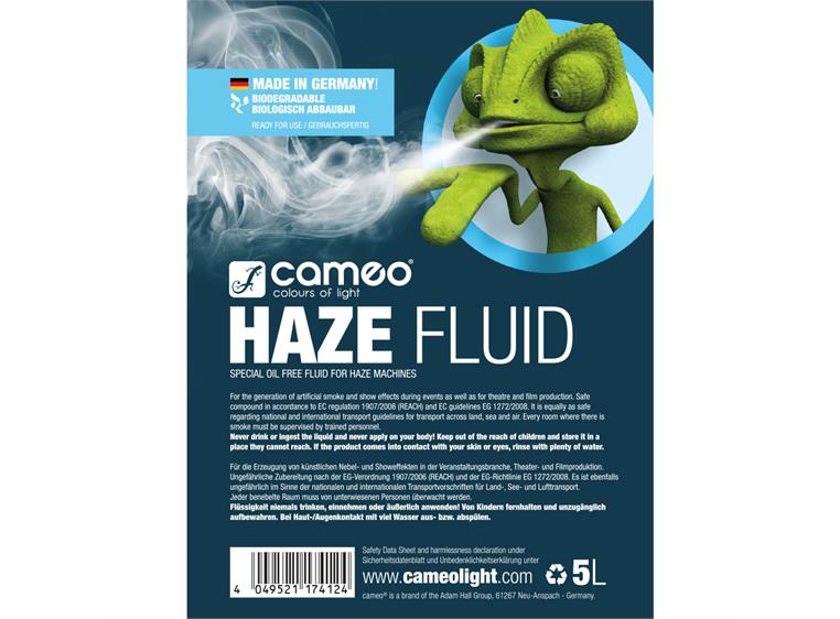 Cameo HAZE FLUID 5L - Haze fluid for fine fog density, long standing time